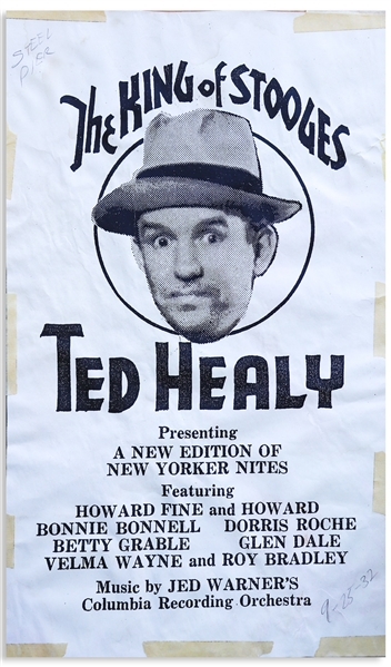 Very Rare Three Stooges Poster Circa 1932, Featuring Ted Healy as ''The King of Stooges''